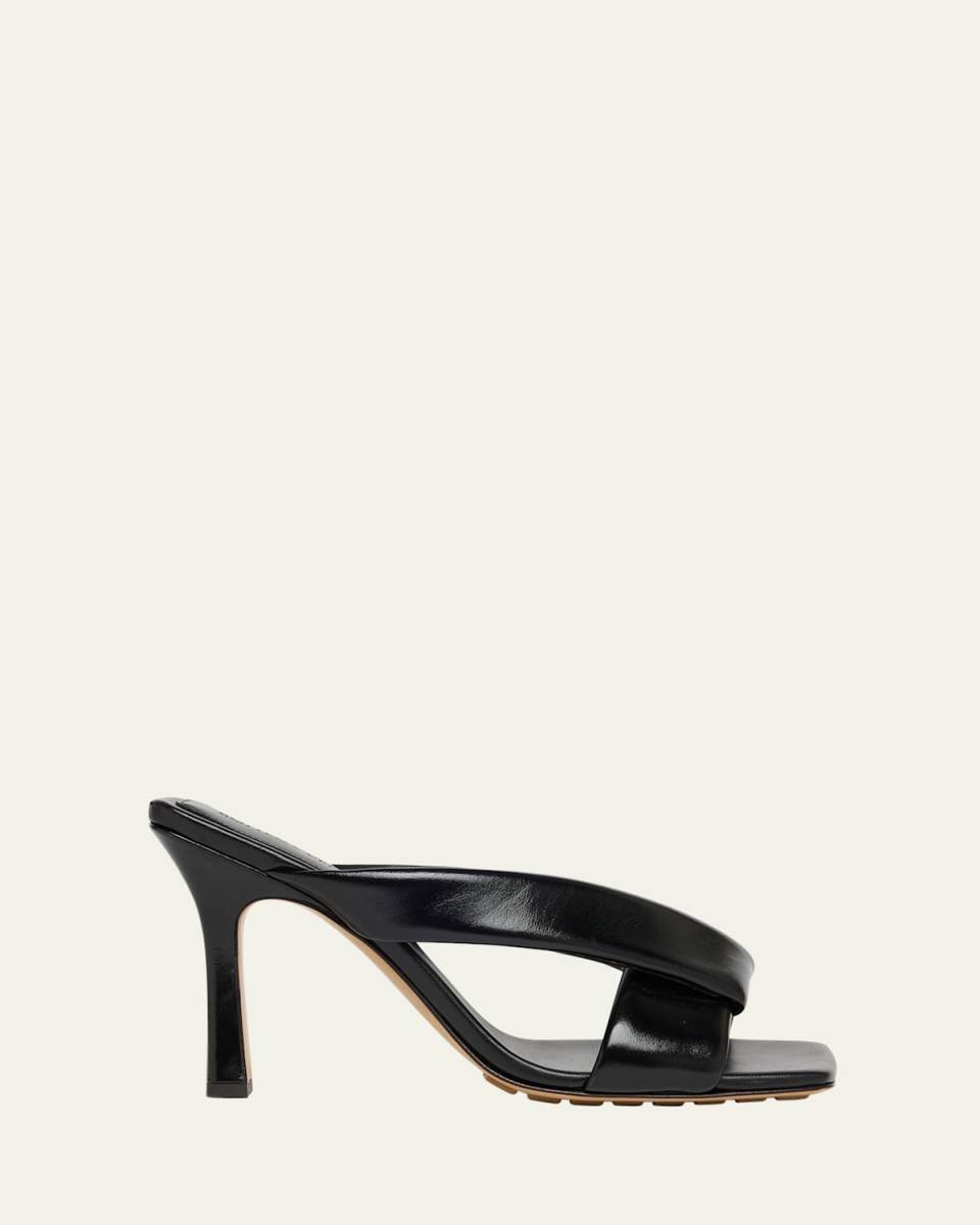 Criss Cross Padded Leather Slide Sandals